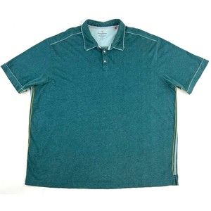 Tommy Bahama Jeans Mens Pima Cotton Short Sleeve Polo Shirt Green Modern 2XL